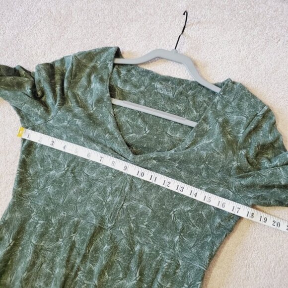 Toad & Co. Organic Cotton Lyocell Pine Leaf Green Boho Lagenlook Hiking Dress M - Picture 4 of 8